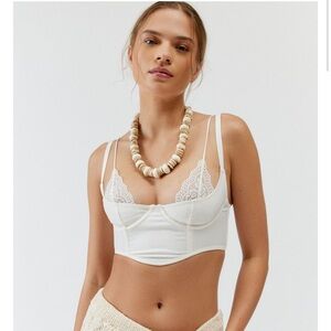 Urban Outfitters White Lace Trim Crop Top